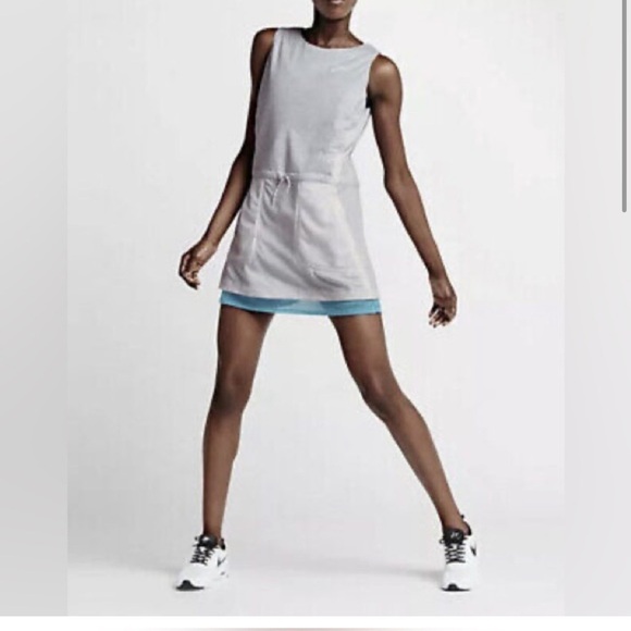 Nike Peemium Gray Pack Dress Sleeveless Blouson Active Tank Dress Size Small - Picture 1 of 3